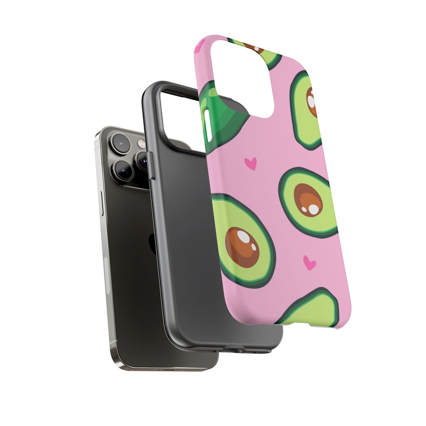 Cute Avocado Phone Case - Tough Cases with Pink Background for Food Lovers