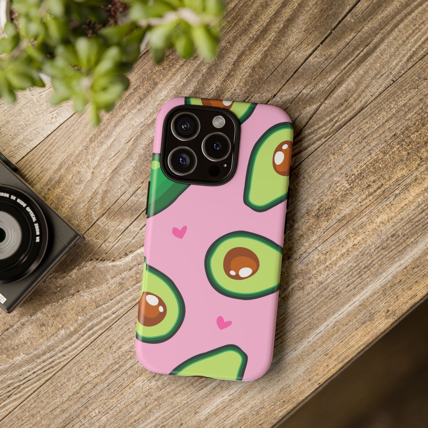 Cute Avocado Phone Case - Tough Cases with Pink Background for Food Lovers