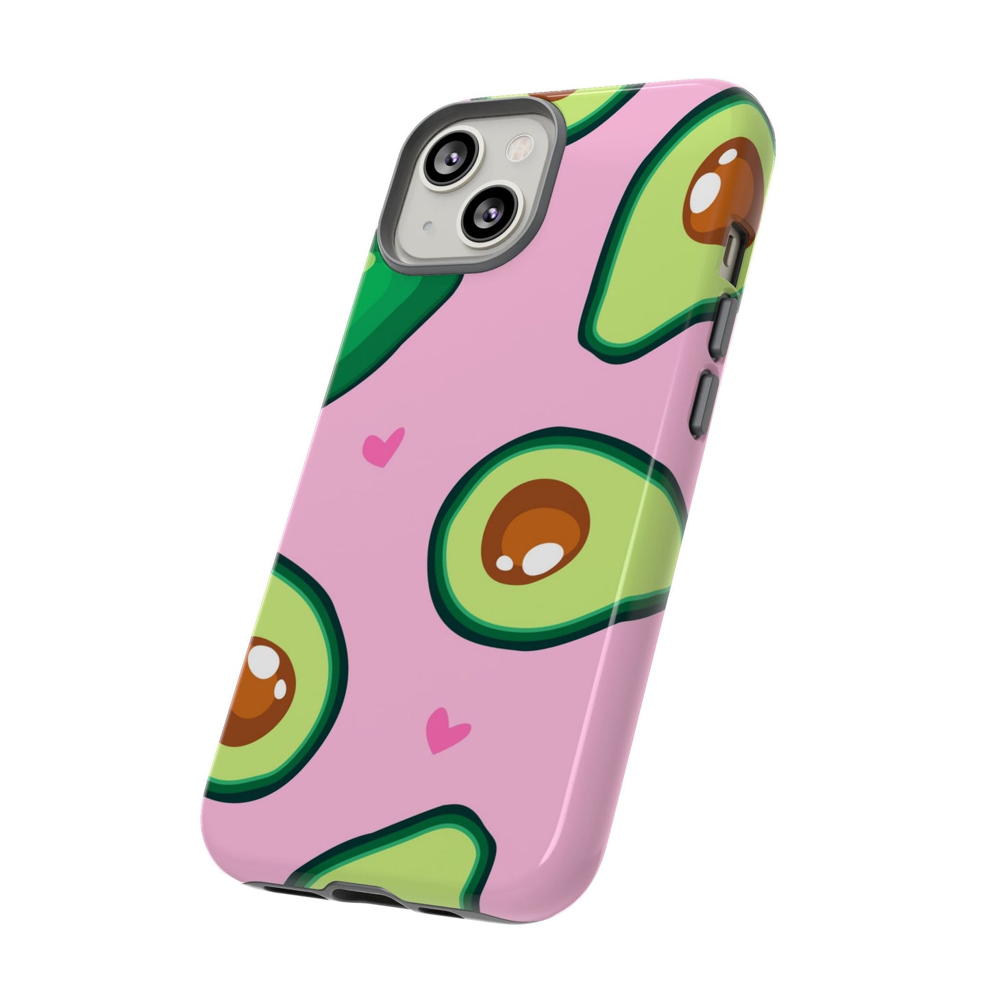 Cute Avocado Phone Case - Tough Cases with Pink Background for Food Lovers