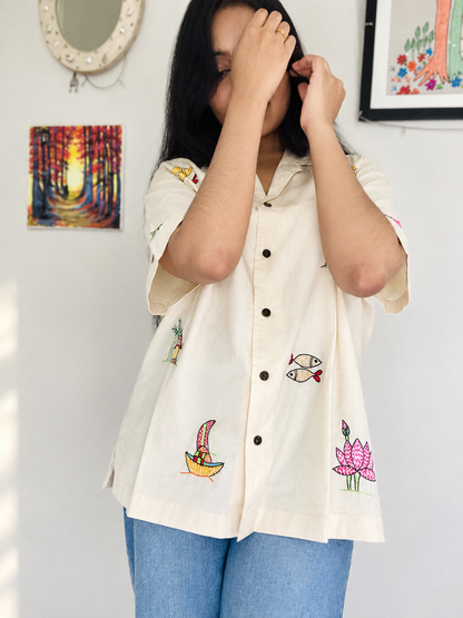 Nokshi Field - Handcrafted Nokshi Embroidery Shirt