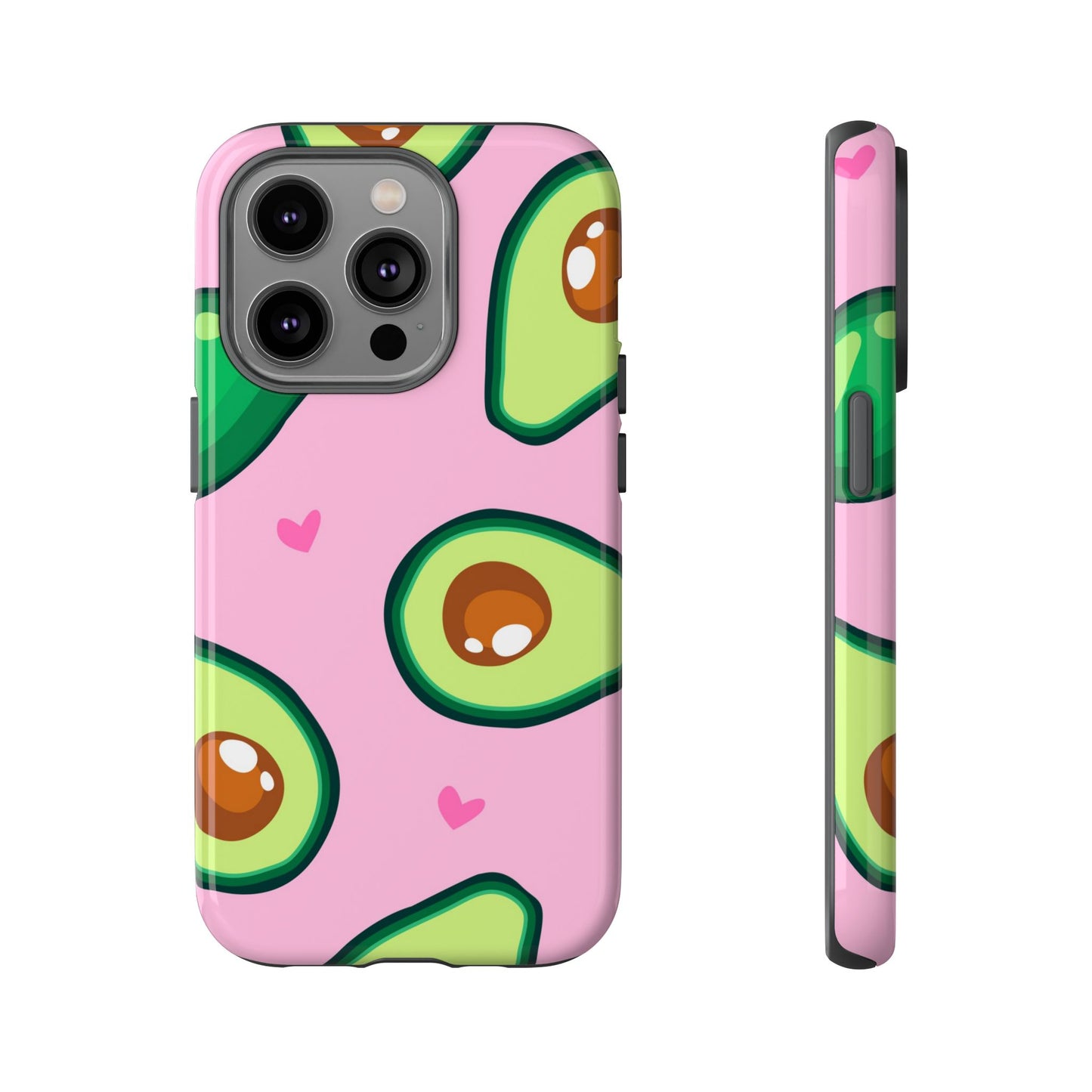 Cute Avocado Phone Case - Tough Cases with Pink Background for Food Lovers