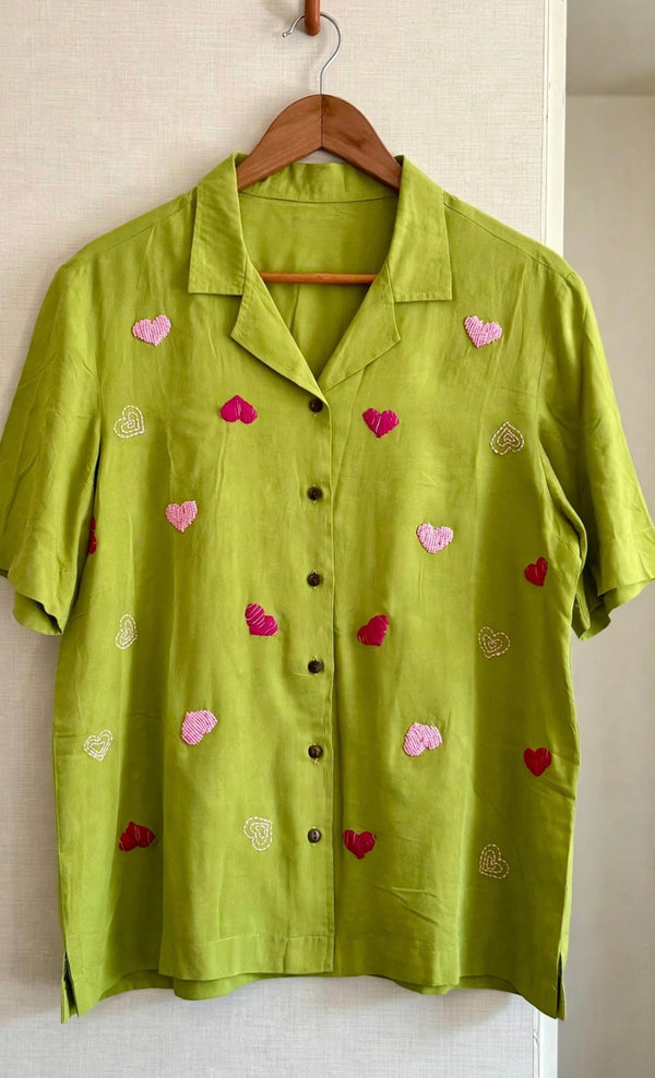Love - Hand-Embroidered Drop Shoulder Shirt