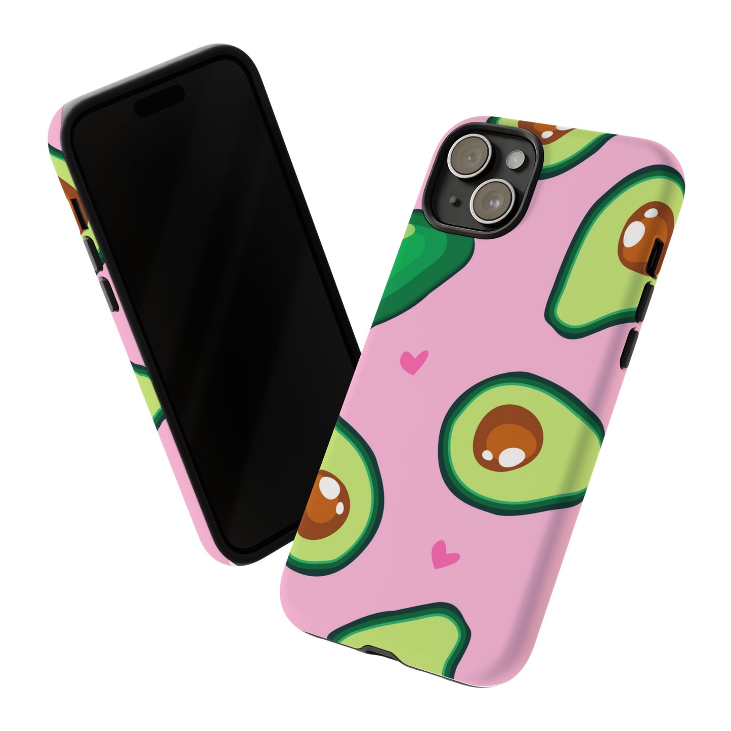 Cute Avocado Phone Case - Tough Cases with Pink Background for Food Lovers