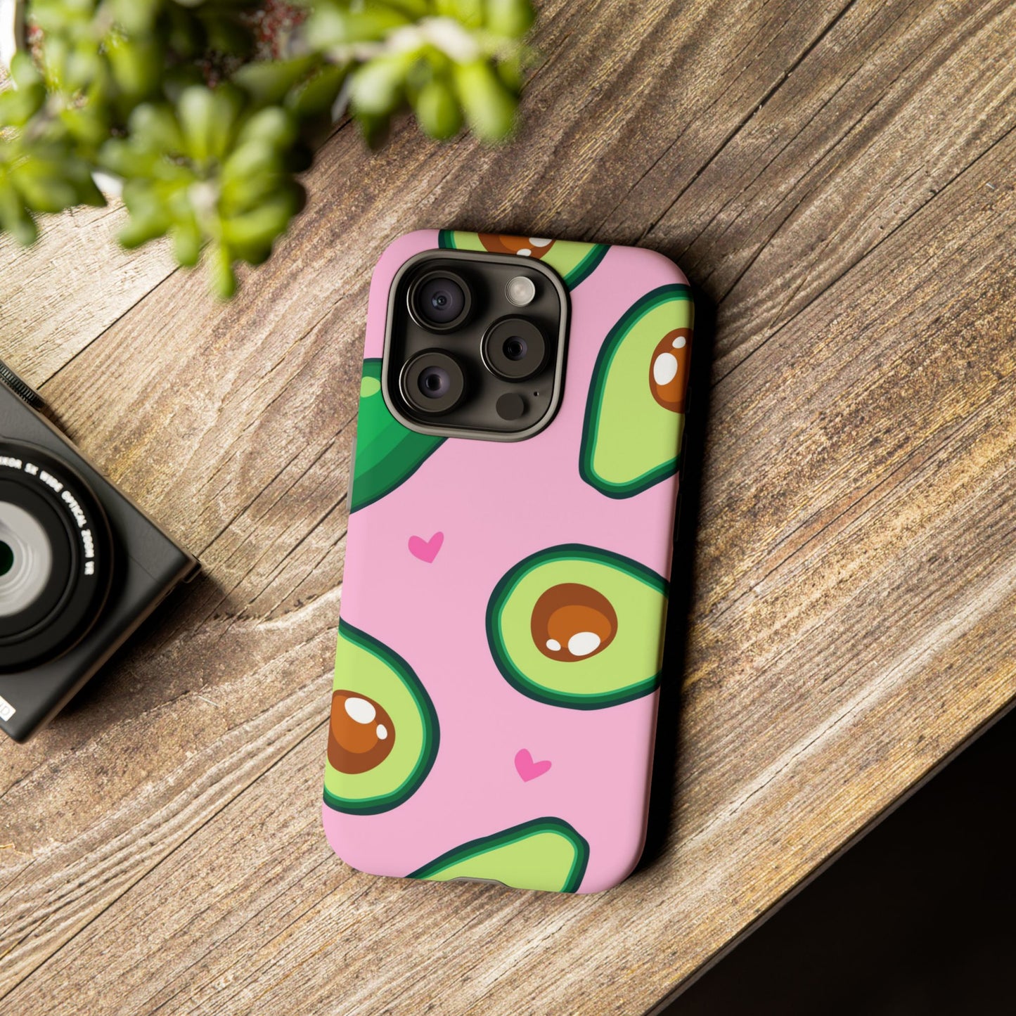 Cute Avocado Phone Case - Tough Cases with Pink Background for Food Lovers