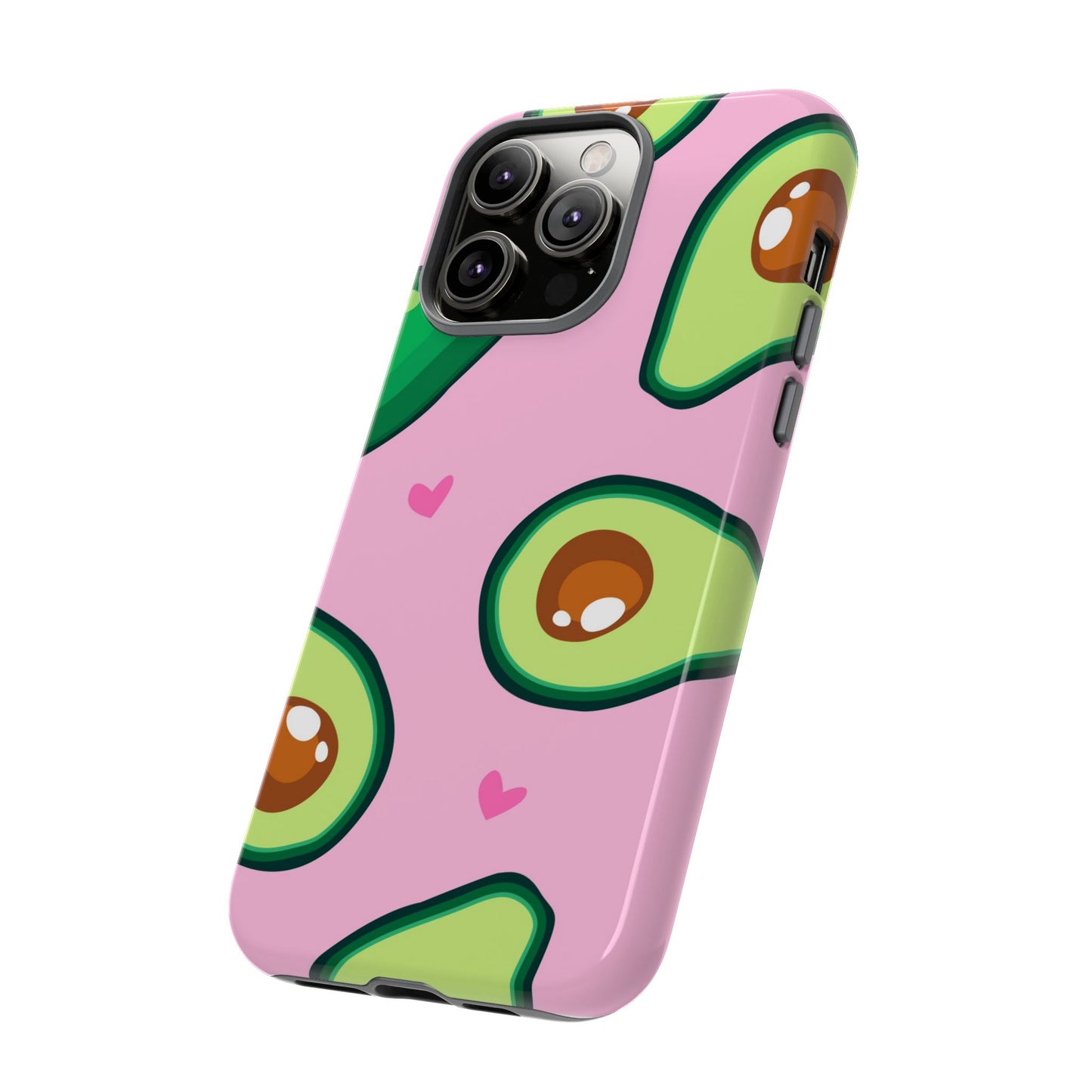 Cute Avocado Phone Case - Tough Cases with Pink Background for Food Lovers