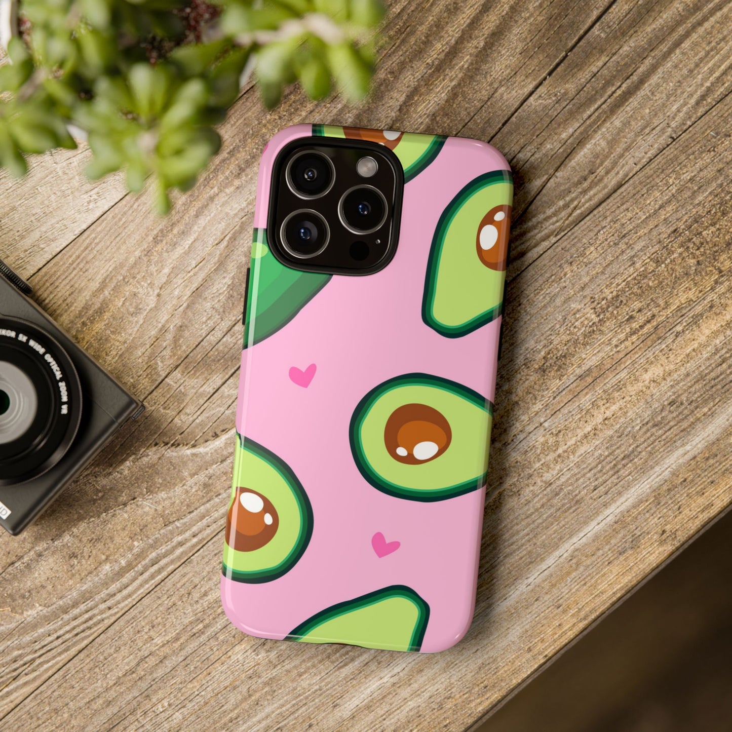 Cute Avocado Phone Case - Tough Cases with Pink Background for Food Lovers