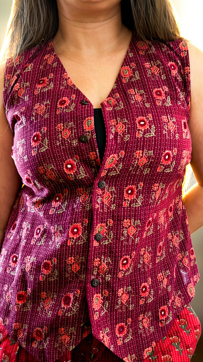 Ananna - Hand-Beaded Kantha Stitch Vest – Artisan Crafted in Bangladesh