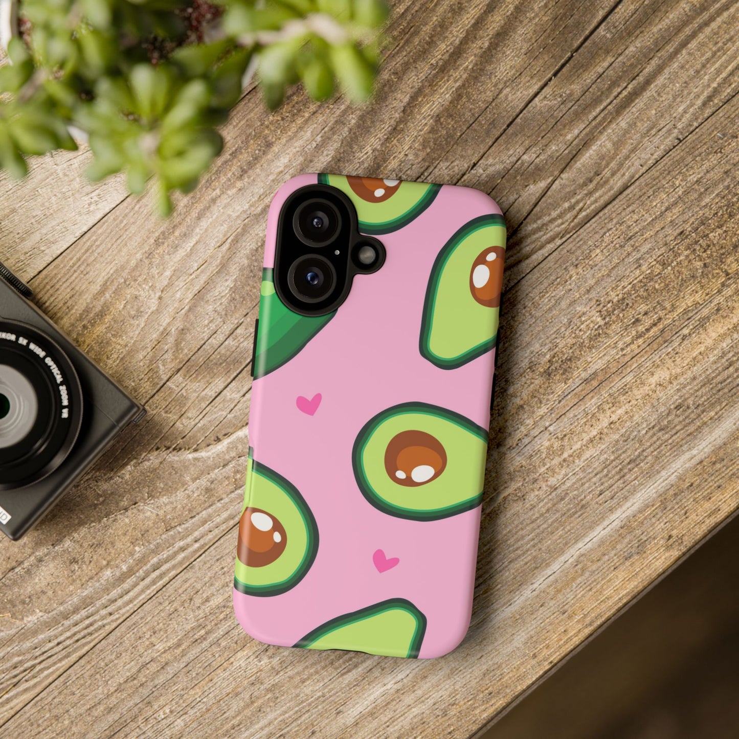 Cute Avocado Phone Case - Tough Cases with Pink Background for Food Lovers