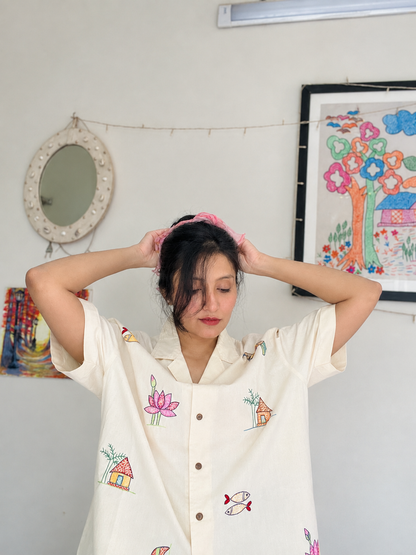 Nokshi Field - Handcrafted Nokshi Embroidery Shirt