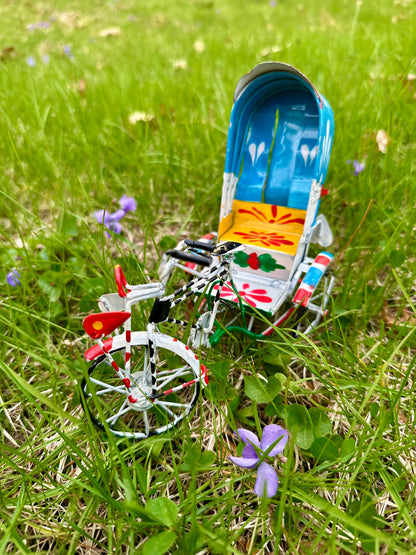Hand Painted Metal Miniature Rickshaw