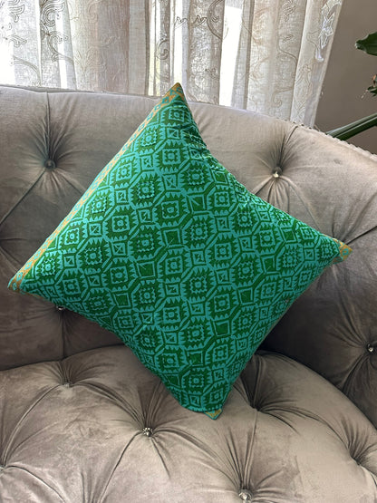 Hand block & Hand Embroidery Cushion Cover