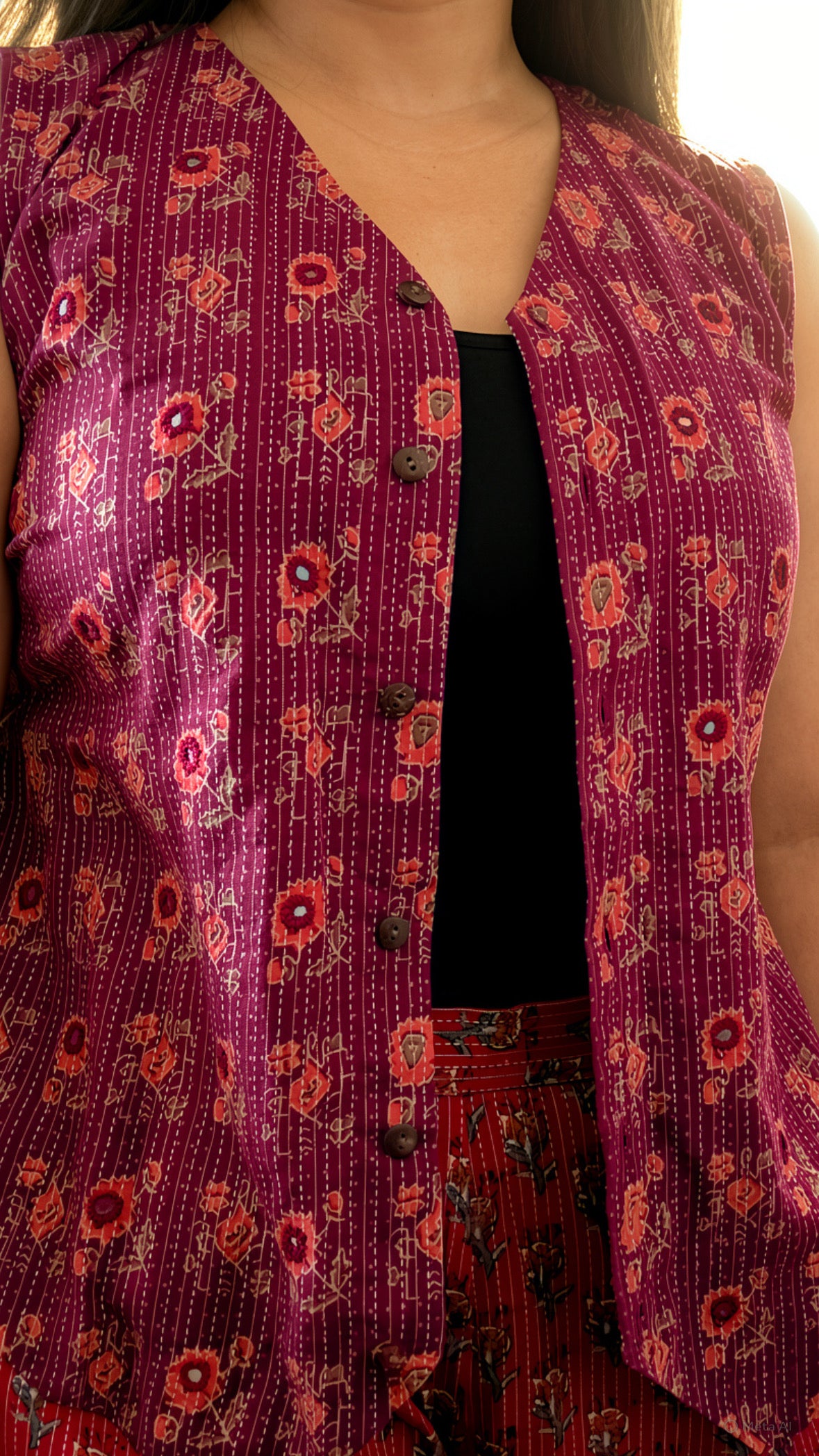 Ananna - Hand-Beaded Kantha Stitch Vest – Artisan Crafted in Bangladesh