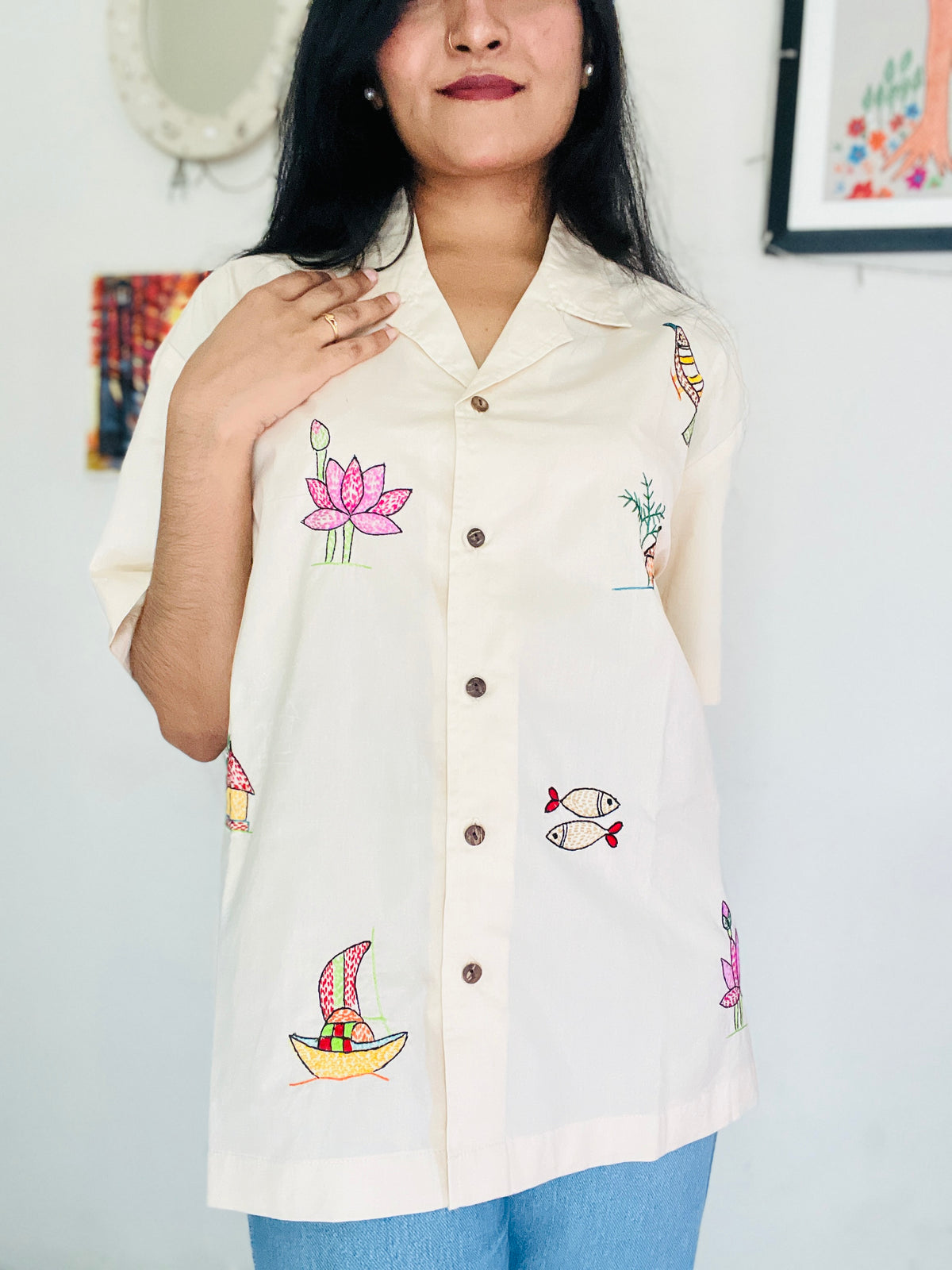 Nokshi Field - Handcrafted Nokshi Embroidery Shirt