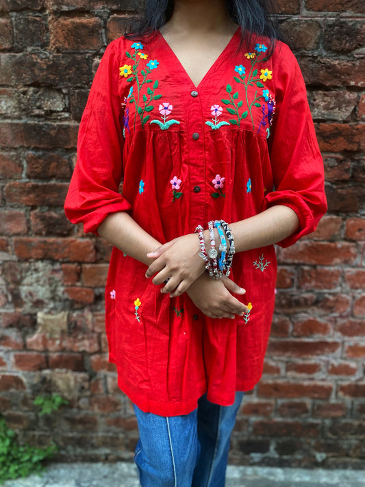 Phool (Flower) - Hand Embroider Ethnic Tunic Top