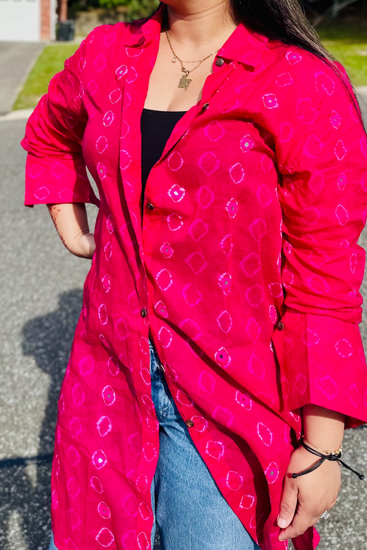 Labonno - Batik Tie-Dye Long Shirt with Beadwork
