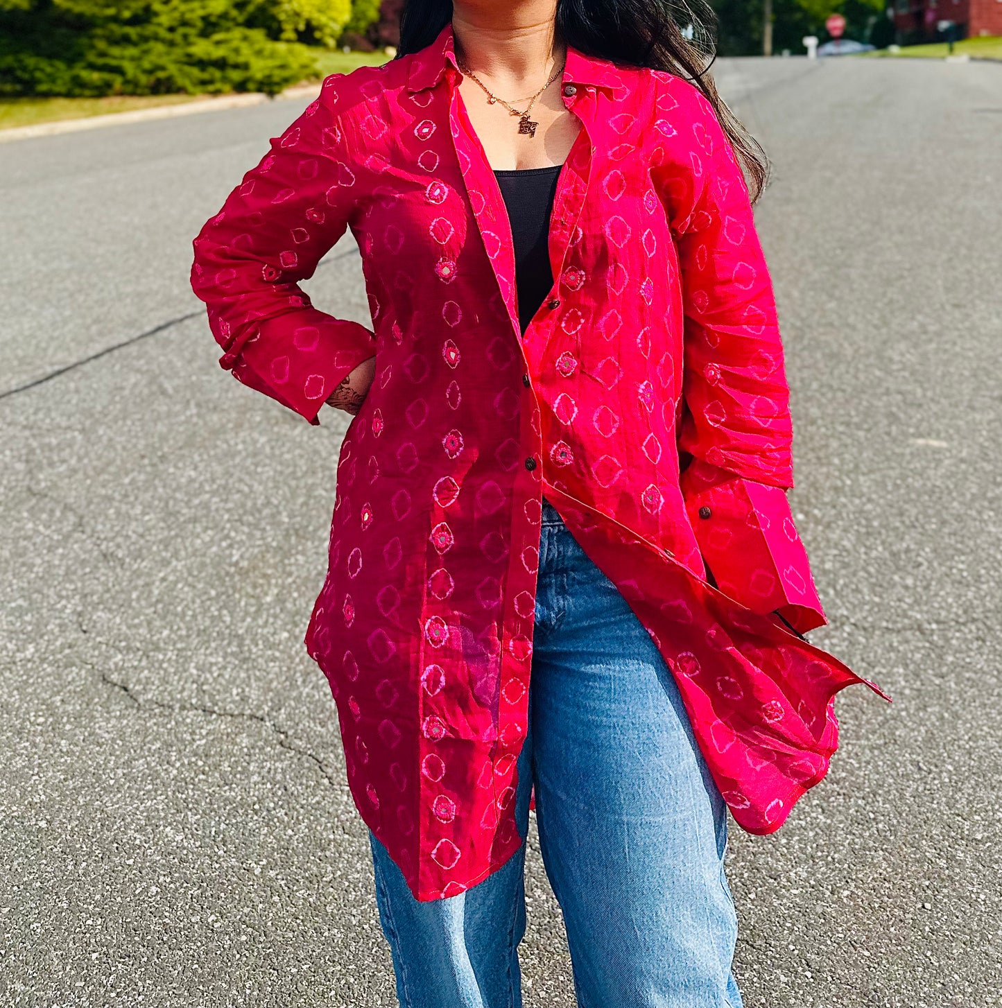 Labonno - Batik Tie-Dye Long Shirt with Beadwork