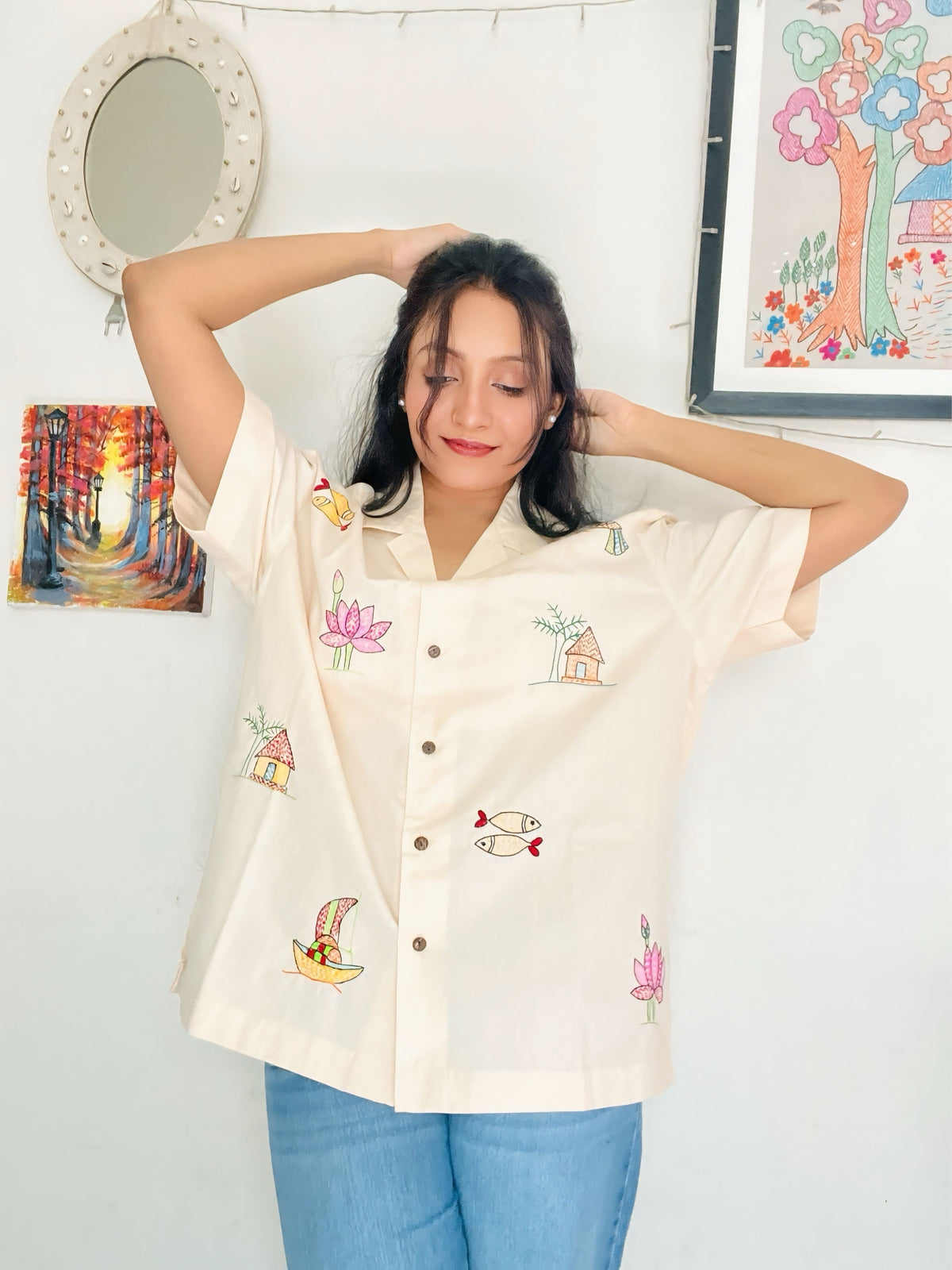 Nokshi Field - Handcrafted Nokshi Embroidery Shirt