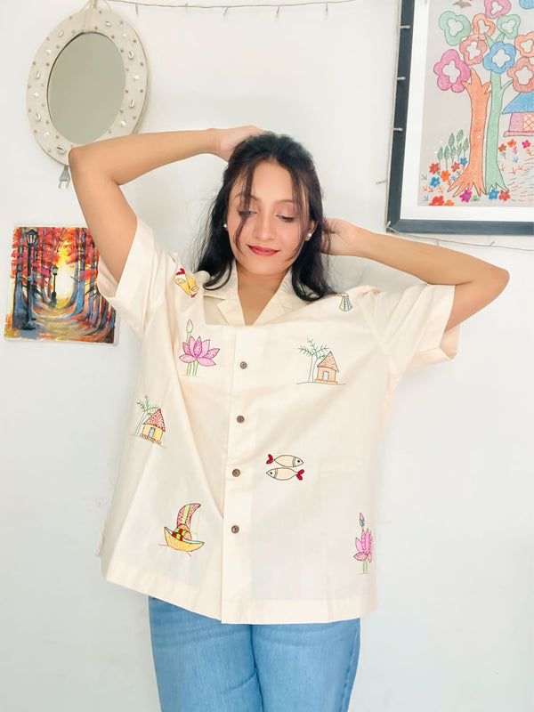 Nokshi Field - Handcrafted Nokshi Embroidery Shirt