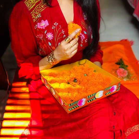 Bashonti - Hand-Embroidered & Hand-Block Printed Dress