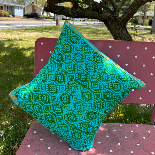Hand block & Hand Embroidery Cushion Cover