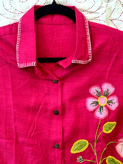 Phool - Applique cropped Shirt