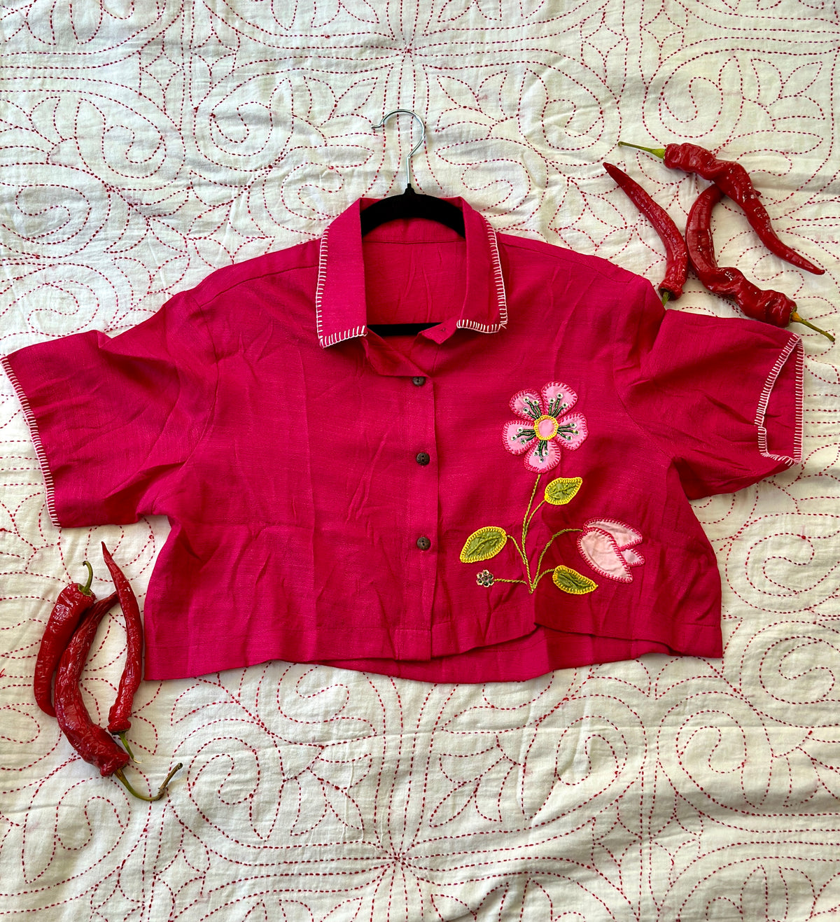 Phool - Applique cropped Shirt