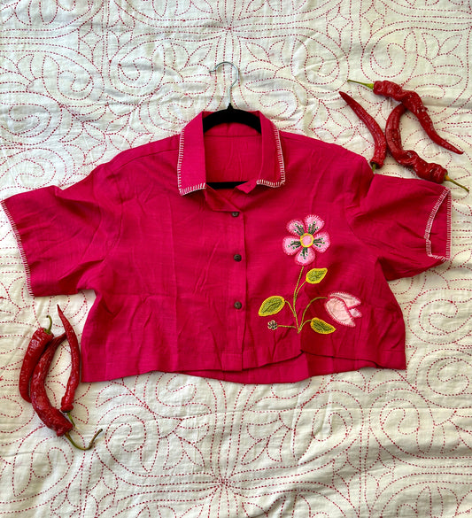 Phool - Applique cropped Shirt