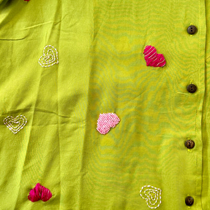 Love - Hand-Embroidered Drop Shoulder Shirt