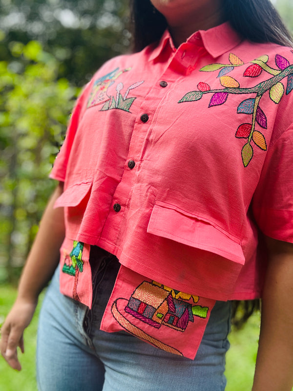 Nokshi - Nokshi embroidered Cropped Shirt