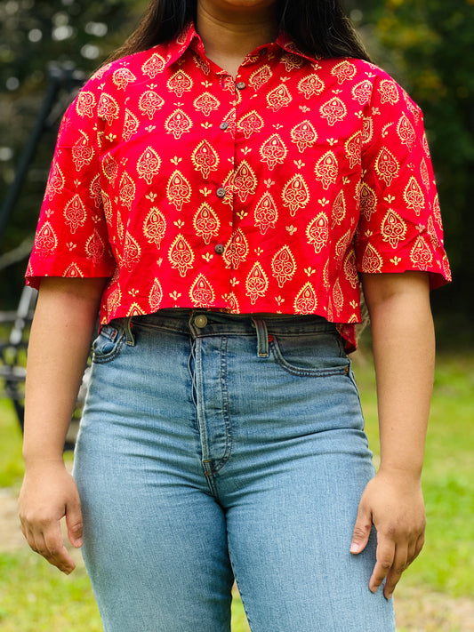 Kolka - Hand Block printed Cropped Shirt