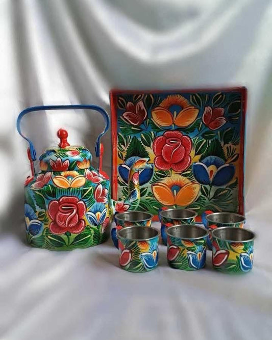Chai Lover - Rickshaw HandPaint Steel Tea Set V1