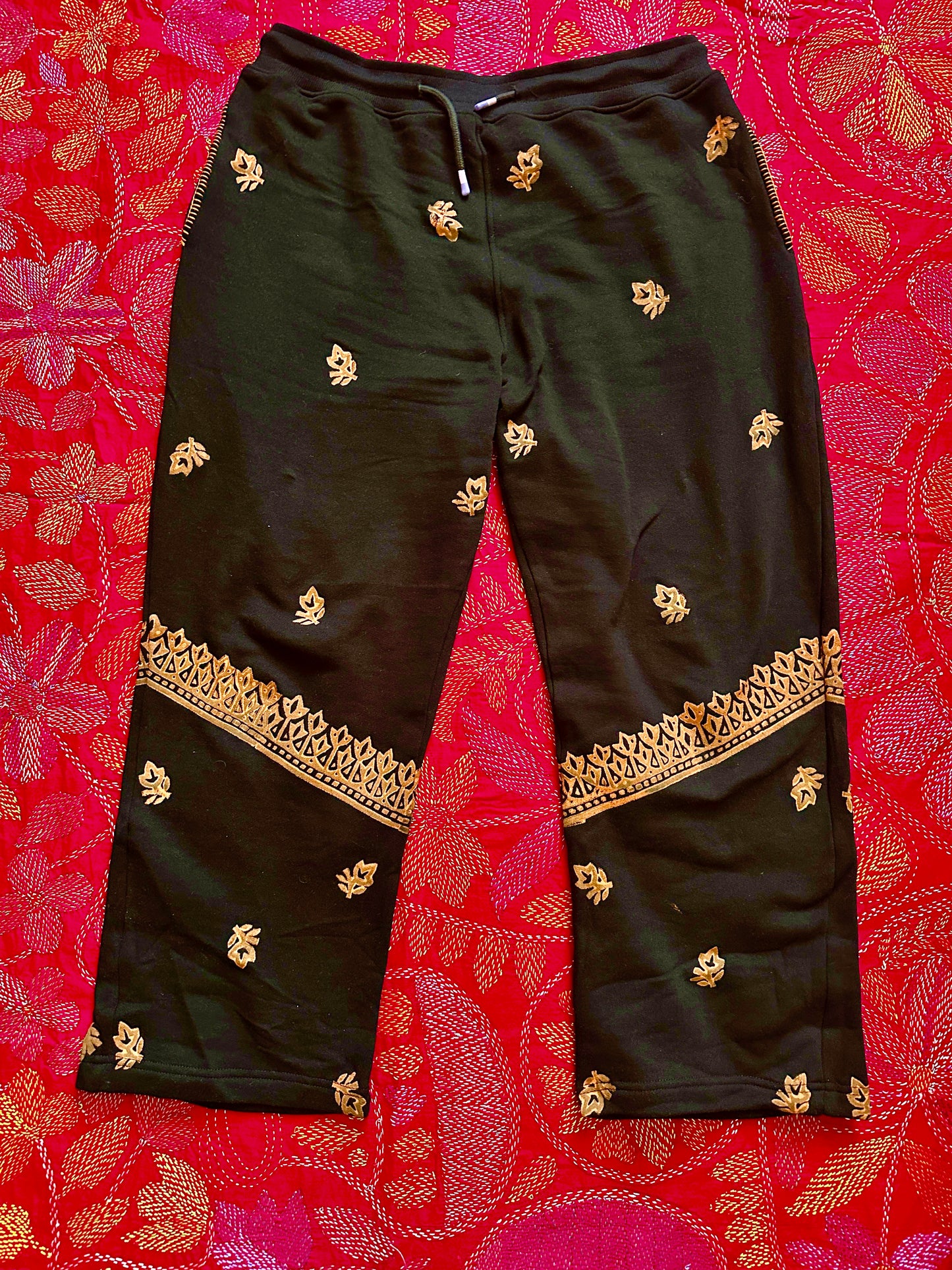 Chouki - Fleece Hand-block Print Sweatpants