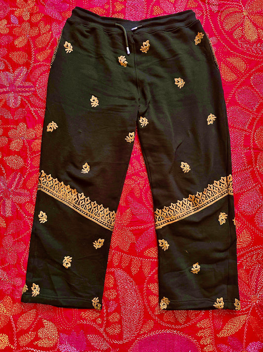 Chouki - Fleece Hand-block Print Sweatpants