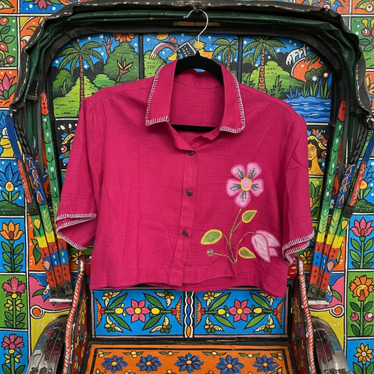 Phool - Applique cropped Shirt
