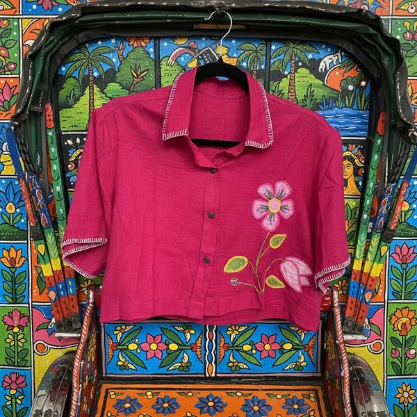 Phool - Applique cropped Shirt