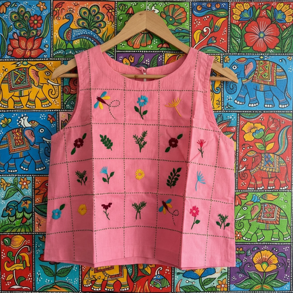 Rekha - Kantha Embroidered Top