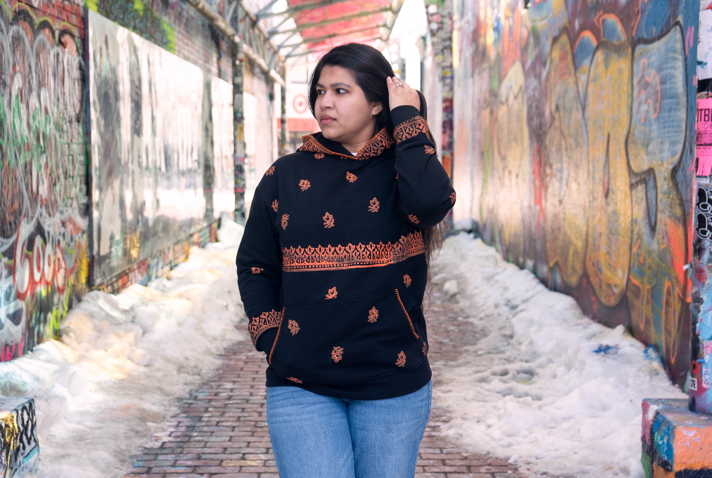 Chouki - Fleece Hand-block Print Hoodie