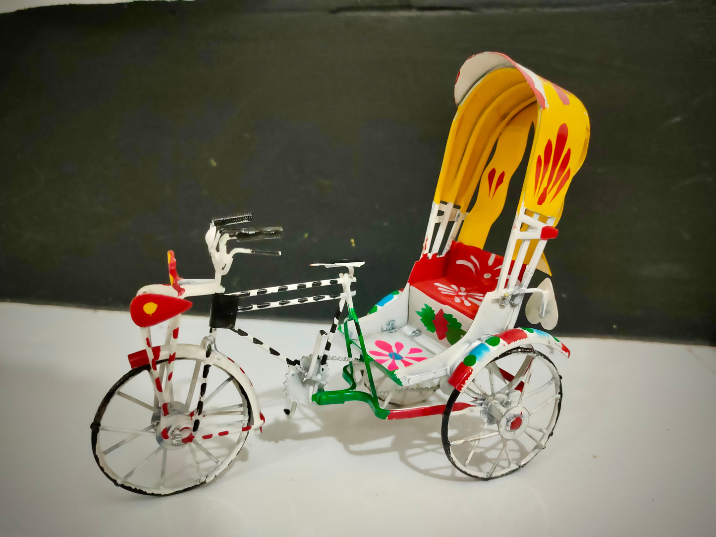 Hand Painted Metal Miniature Rickshaw