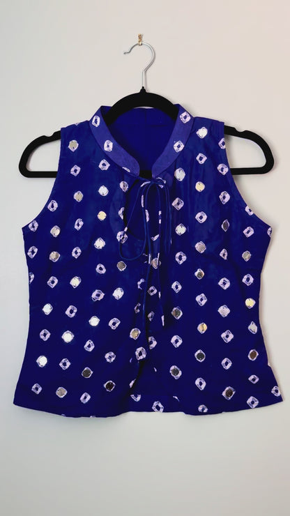 Batik Tie dye Halter Top with Beadwork