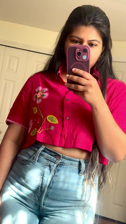 Phool - Applique cropped Shirt