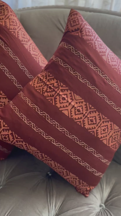 Hand block & Hand Embroidery Cushion Cover